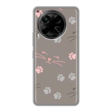 Чехол с рисунком кот на Tecno Camon 30 (CL6) (Лапы и усы)