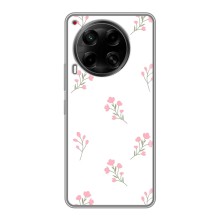 Чехол с розовым рисунком для Tecno Camon 30 (CL6) (Розовые цветы)