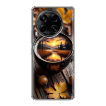 Чехол с уникальным дизайном «Осень с кофе» для Tecno Camon 30 (CL6) – Тёмный кофе