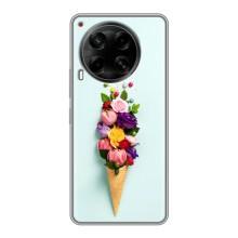 Чехлы с тематикой "ЦВЕТЫ" на Tecno Camon 30 (CL6) (Цветок-мороженное)