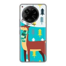 Силиконовый бампер с картинкой животных для Tecno Camon 30 (CL6) (Олень с шарфом)