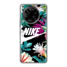 Силіконовый Чохол на Tecno Camon 30 (CL6) з картинкою НАЙК (Квітковий Nike)