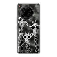 Силиконовый чехол с КАРТИНКАМИ лето для Tecno Camon 30 (CL6) (AlphaPrint) (Жирафы в очках)