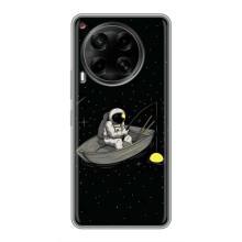 Силиконовый Чехол с принтом "Космонавты" на Tecno Camon 30 (CL6) – Космонавт на рыбалке