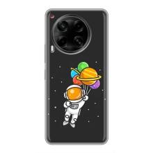 Силиконовый Чехол с принтом "Космонавты" на Tecno Camon 30 (CL6) – Космонавт с шариками