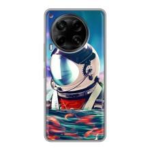 Силиконовый Чехол с принтом "Космонавты" на Tecno Camon 30 (CL6) – Космонавт в воде