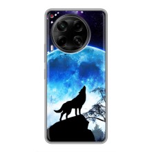 Защитные чехлы для Техно Камон 30 (AlphaPrint) (ХИТ продаж) ВОЛК (Волк на луну)