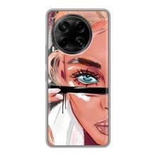 Силиконовый Чехол на Tecno Camon 30 (CL6) с картинкой Стильных Девушек – Девушка и ресницы
