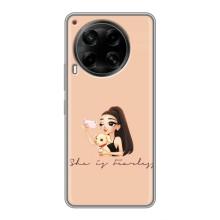 Силиконовый Чехол на Tecno Camon 30 (CL6) с картинкой Стильных Девушек – С собакой