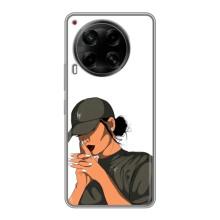 Силиконовый Чехол на Tecno Camon 30 (CL6) с картинкой Стильных Девушек – В зеленом