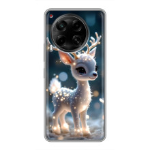 Яркий чехол для Tecno Camon 30 (CL6) с Зимними Оленятами – Блистающий оленёнок