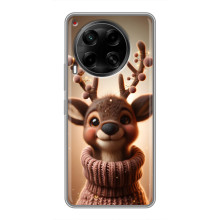 Яркий чехол для Tecno Camon 30 (CL6) с Зимними Оленятами – Олень в свитере