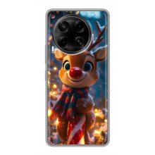 Яркий чехол для Tecno Camon 30 (CL6) с Зимними Оленятами – Олень в шарфе