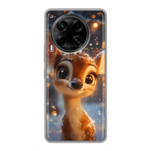 Яркий чехол для Tecno Camon 30 (CL6) с Зимними Оленятами – Оленёнок среди гирлянд