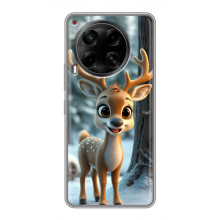 Яркий чехол для Tecno Camon 30 (CL6) с Зимними Оленятами – Оленёнок в лесу