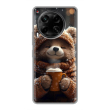 Печатный чехол «Зверята с кофе» для Tecno Camon 30 (CL6) – Мишка с кофе