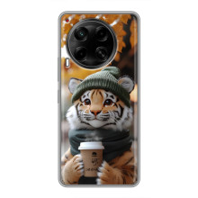 Печатный чехол «Зверята с кофе» для Tecno Camon 30 (CL6) – Тигр с кофе