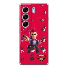 Бампер (ТПУ) с принтом Brawl Stars на ТЕКНО Камон 40 – Кольт на красном