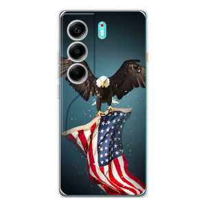 Чехол Флаг USA для TECNO Camon 40 – Орел и флаг