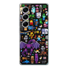 Чехол майнкрафт для TECNO Camon 40 (Все персонажи)