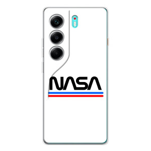 Силіконовый бампер з принтом "Наса" на TECNO Camon 40 – NASA на білому тлі