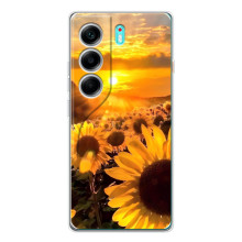 Чехол с Цветами для TECNO Camon 40 (поле подсолнухов)