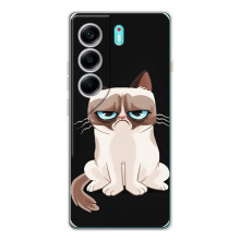 Чехол с принтом для TECNO Camon 40 (AlphaPrint) Модные коты (Грустный кот)