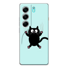 Чехол с принтом для TECNO Camon 40 (AlphaPrint) Модные коты (Падающий кот)