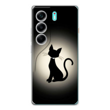 Чехол с принтом для TECNO Camon 40 (AlphaPrint) Модные коты (Силуэт котика)