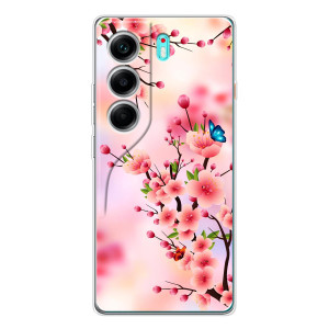 Чехол с принтом САКУРЫ на TECNO Camon 40 – Бабочки на сакуре