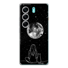 Чехол с рисунком кот на TECNO Camon 40 (Девушка с котом)