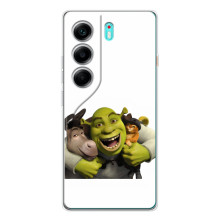 Печатный чехол с принтом Шрек для TECNO Camon 40 – Шрек осел и кот