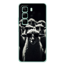 Чехол с принтом стильные животные для Телефон называется ТЕКНО Камон 40. (Овечка в очках)