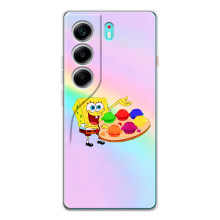 Силиконовый чехол Спанч Боб на ТЕКНО Камон 40 (Бургеры)