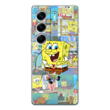 Силиконовый чехол Спанч Боб на ТЕКНО Камон 40 (Радостный Спанч Боб)