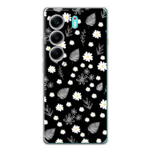 Чехлы с тематикой "ЦВЕТЫ" на TECNO Camon 40 – цветение на чорном