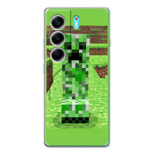 Чехлы для TECNO Camon 40 (Персонажи Майн Крафт) – Крипер 2