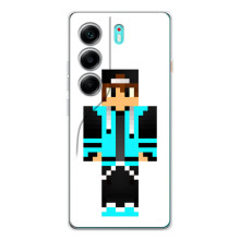 Чехлы для TECNO Camon 40 (Персонажи Майн Крафт) – Мальчик в голубом