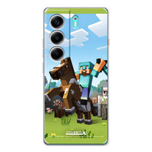 Чехлы для TECNO Camon 40 (Персонажи Майн Крафт) – На коне