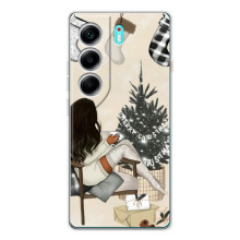 Різдвяні, Святкові Чохли для Телефон українською мовою можна записати так: ТЕКНО КАМОН 40. (Дівчина з ялинкою)