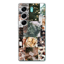 Різдвяні, Святкові Чохли для Телефон українською мовою можна записати так: ТЕКНО КАМОН 40. (Різдвяний колаж)