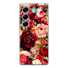 Силиконовый бампер с принтом (цветочки) на ТЕКНО Камон 40 (Букет цветов)
