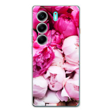 Силиконовый бампер с принтом (цветочки) на ТЕКНО Камон 40 (Пионы)