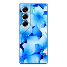 Силиконовый бампер с принтом (цветочки) на ТЕКНО Камон 40 (Синие цветы)