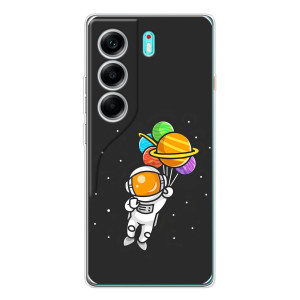 Силиконовый Чехол с принтом "Космонавты" на TECNO Camon 40 – Космонавт с шариками