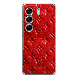 Текстурный Чехол Louis Vuitton для ТЕКНО Камон 40 – Красный ЛВ