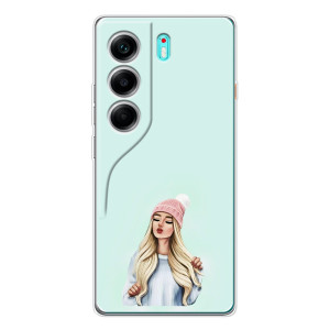 Силиконовый Чехол на TECNO Camon 40 с картинкой Стильных Девушек – В шапке
