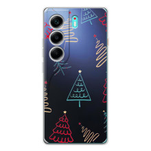 Зимні Чохли для Телефон українською мовою можна записати так: ТЕКНО КАМОН 40. - прозорий фон (Різдвяні ялинки)