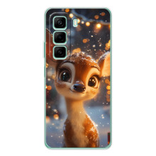 Яркий чехол для TECNO Camon 40 с Зимними Оленятами – Оленёнок среди гирлянд