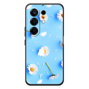 Чехол с Цветами для TECNO Camon 50 (ромашки на голубом)